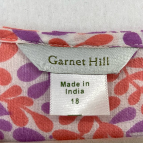 Garnet Hill Fern Print Playa Caftan Top Sz 18 Cotton - Picture 2 of 8